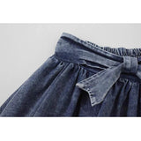 Getadme Grunge Y2k Bow Denim Skirt with shorts Kawaii Women Vintage Gyaru Ruffle Low Waist Sexy Pleated Mini Skirts Summer Streetwear