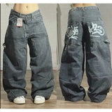 Getadme Street Vintage Jeans New Y2K Harajuku Wash blue Multiple pockets Baggy Jeans Denim Pants Mens Womens High Waist Wide Trousers