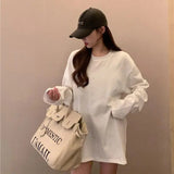 Getadme-Basic Casual White T Shirts Women Oversized Long Sleeve Korean Fashion Solid Color Tees Aesthetic Hippie Tshirts Female