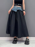 High Elastic Waist Green Denim Irregular Casual A-line Half-body Skirt Women Fashion Tide New Spring Autumn 2023