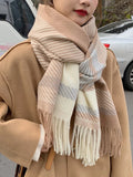 New 2023 Women Scarf Autumn Winter Vintage Preppy Style Plaid Wrap Scarve Pashmina Mujer Femme Foulard Bufanda Shawl Unisex Men