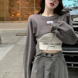 O Neck Chain Irregular Y2k Sweatshirts Fashion Korean Crop Tops Harajuku Punk Gothic Streetwear Women's Clothing Camis Suit