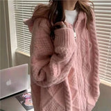 Korean Knit Cardigan Hooded Women Fashion Winter Casual Loose Zipper Thick Sweater All Match Female Streetwear Coats New