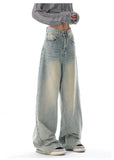 Getadme-American Vintage Y2K Wide Leg High Waist Straight Jeans Pants Women's Casual Baggy Grunge Streetwear Style Denim Trouser