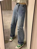 Getadme Ins Ladies Jeans Personality Letter Jeans Hip Hop Tide Street Trend Ruffian Handsome Trousers High Waisted Wide Leg Pants