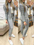 Getadme 2024 Women Two Piece Set Outfits Autumn Women's Tracksuit Zipper Top Pants Casual Sport Suit Winter 2 Piece Woman Set