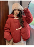 Horn button down cotton coat oversize fashion women trend winter new student sweet cute style cotton coat short cotton jacket