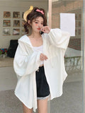 Lazy Wind Oversize Sun-Proof Shirt Women Casual Korean Hoodies Tops Long Sleeve Loose Preppy Style Summer Blouse Coats New