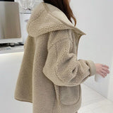 Women's Lamb Wool Coat Thick Warm Plush Jackets Streetwear Faux Fur 2024 New Autumn Winter Korean Fashion Female Clothing