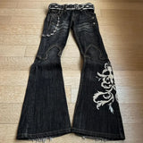 Rock and roll punk hole straight wide leg jeans female spring new high-waisted loose embroidery drag pants Y2K cargo baggy jeans