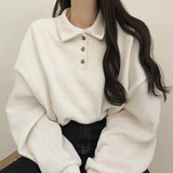 Getadme-Spring Summer Autumn Korean Casual Polo T-Shirt Female Pullover Fashion Women Blouse Simple Preppy Style Student Loose Soft