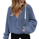 GETADME Simple Apparel Knitted Sweater Cardigan Women's Autumn Solid Color Long Sleeve Polyester Single-Breasted Women Sweater Oversize