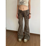 GETADME Streetwear Brown Gothic Y2K Jeans Baggy Women Aesthetic Denim Trousers Harajuku Vintage 2000s Trashy Cargo Pants Pantalones