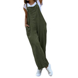 GETADME Summer Jumpsuit For Women Solid Color Jumpsuit Casual Long Pant Pockets Button Wide Leg Strap Jumpsuit Loose Rompers Overalls