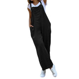 GETADME Summer Jumpsuit For Women Solid Color Jumpsuit Casual Long Pant Pockets Button Wide Leg Strap Jumpsuit Loose Rompers Overalls