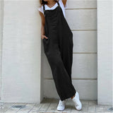 GETADME Summer Jumpsuit For Women Solid Color Jumpsuit Casual Long Pant Pockets Button Wide Leg Strap Jumpsuit Loose Rompers Overalls