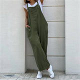 GETADME Summer Jumpsuit For Women Solid Color Jumpsuit Casual Long Pant Pockets Button Wide Leg Strap Jumpsuit Loose Rompers Overalls