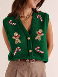 GETADME Ugly Christmas Vests for Women Sequin Nutcracker Santa Sweaters Shirt Holiday Sparkly Graphic Crewneck Pullover Top Black