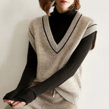 GETADME V-neck Cashmere vest women's sweater autumn and winter new Korean loose wild sweater vest sleeveless sweater