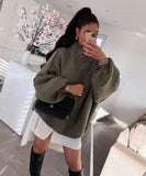 GETADME Vintage Loose Sweater Women Fashion Winter Autumn O Neck Lantern Long Sleeve Pullover Top Streetwear Chic Knitwear Female Jumper