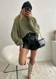 GETADME Vintage Loose Sweater Women Fashion Winter Autumn O Neck Lantern Long Sleeve Pullover Top Streetwear Chic Knitwear Female Jumper