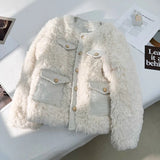 GETADME Winter 2025 Lamb Wool Fur Jacket for Women sheepskin coat Thick Warm Short Cashmere Coat Cotton Faux Fur Jacket Female