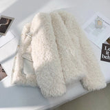 GETADME Winter 2025 Lamb Wool Fur Jacket for Women sheepskin coat Thick Warm Short Cashmere Coat Cotton Faux Fur Jacket Female