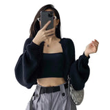 GETADME Women Autumn Versatile Knitted Short Cardigan Sweater Shawl Korean Fashionable Women's Top