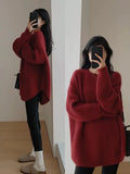 GETADME Women Black Gothic  Pullover Knitted Sweater Harajuku Y2k Long Sleeves Sweater Jumper Vintage 2000s Aesthetic Clothes 2025