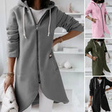 GETADME Women Causal Winter Overcoat Female Plus Sizes Hooded Pocket Cap Coat Outerwear Zipper Elegant  Jacket Casco Feminino