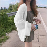 GETADME Women's Beach Style Loose Sunscreen Cardigan Summer Sexy Knitting Solid Color All-Match Cardigan Korean Version