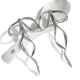 Getadme Korean Design Fashion Simple Silver Color Metal Line Bow Earrings Elegant Big Long Bowknot Drop Earrings Female