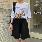 Shorts Women Summer Loose 3XL Solid Embroidery BF Wide-leg Knee-length Harajuku Casual Simple Ins Trendy All-match Students Chic