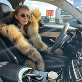 Getadme Natural Real Fox Fur Jacket Hooded Black Waterproof Woman Winter Warm Coat Parkas Luxury Jacket Female Clothing