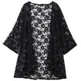 Getadme Elegant  Vintage Kimono Cardigan Women's Lace Shirt Embroidered Beach Sunscreen Clothing Cardigan Plus Size Blouse Women