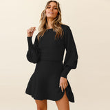 Pure Fashion  Autumn Winter Bodycon Dress  Basic Slim A-Line Long Sleeve Sweater Dresses  Elegant Midi Black Blue Women's Dress