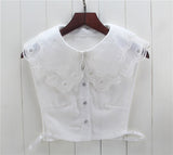 Solid Shirt Fake Collar White Black Blouse Accessories female decorative Embroidered shirt White cotton shirt fake collar decor