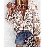 5XL Plus Size Tops Autumn Spring Womens Blouses New Floral Printed Stand Collar Long Sleeve Shirts Casual Chiffon Blouse Blusas