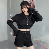 Getadme-Autumn Spring New Women T Shirts Female Student Loose Long Sleeve Top Oversized Crewneck Sweatshirt Japanese Fashion Goth