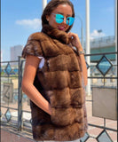 Winter 100% mink fur waistcoat, real high-quality mink fur ladies jacket, warm winter fashion, European street style