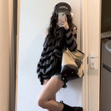 Getadme-Y2K Oversized Sweater Thin Striped Knitted Gothic Streetwear Grunge Aesthetic Slytherin Pullovers Punk Jumper Hole Tops E-girl