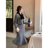 Getadme Elegant Blazers Suits Women Korea Fashion Casual Elegant Jacket Coats + Skrits 2 Piece Dress Set Female Y2k Clothing Winter