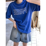 Y2K Summer Women Vintage Streetwear Korean Denim Shorts High Waist Knee Length Wide Leg Baggy Cargo Short Pants Harajuku Clothes