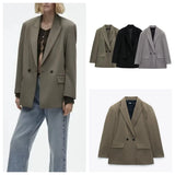 Getadme 2 Summer New Commuting Loose Leisure Fashion Suit Lapel Loose Double Breasted Blazer