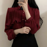 Korea Chic Tops Blusas Japan Style Elegant Hot Cute Preppy Girls Work Button White Shirts Retro Flhjlwoc Fashion Women Blouses