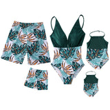 Hiheart Summer Family Swimwear One-Piece Mother Daughter Swimwear Dad Son Beach Shorts Family Matching Outfits Look