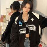 Getadme-Y2K American Retro Lapel Cardigan Jacket Hong Kong Wind 2023 Spring And Autumn New Trend Joker Casual Fried Street Coats Blouse