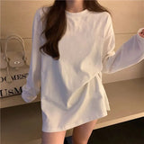 Getadme-Basic Casual White T Shirts Women Oversized Long Sleeve Korean Fashion Solid Color Tees Aesthetic Hippie Tshirts Female