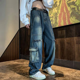 Getadme-New Streetwear Patchwork  Jeans Cargo Pants Loose Plus Size Wide Leg Pants Harajuku Casual Denim Pants Men Clothing Y2K