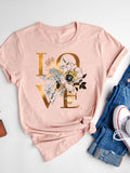 Watercolor Love Heart Sweet Fashion Short Sleeve Print T Shirt Tee Basic Clothing Summer Top Graphic T-shirt Women Clothes